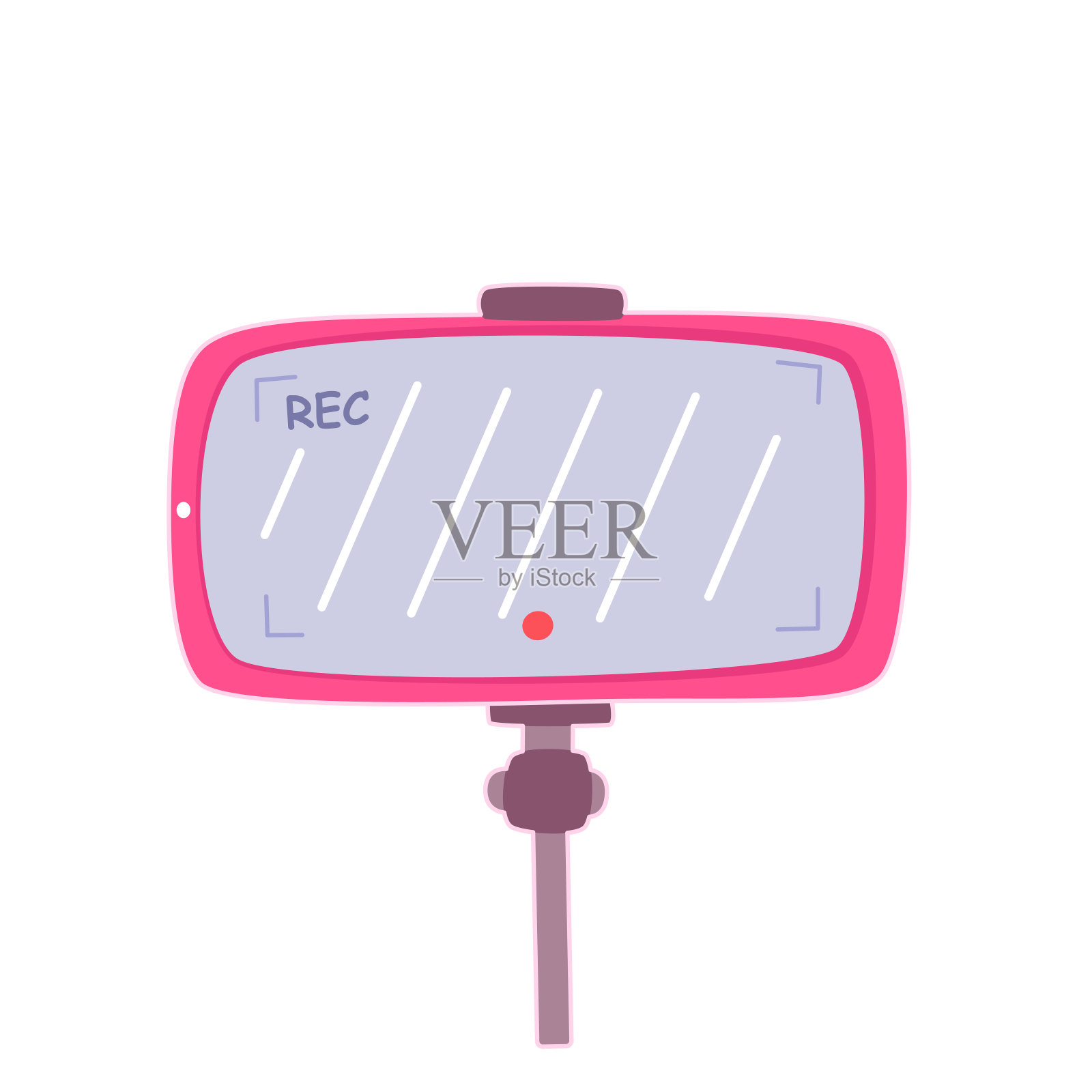 粉红色智能手机显示器与rec指示器准备拍摄视频在三脚架矢量插图插画图片素材
