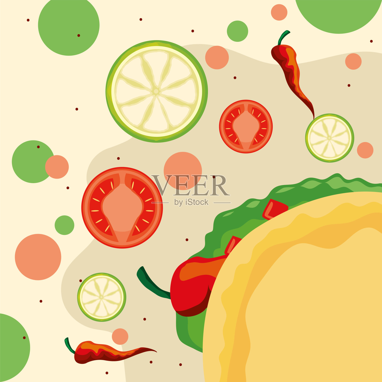 塔可与蔬菜插画图片素材