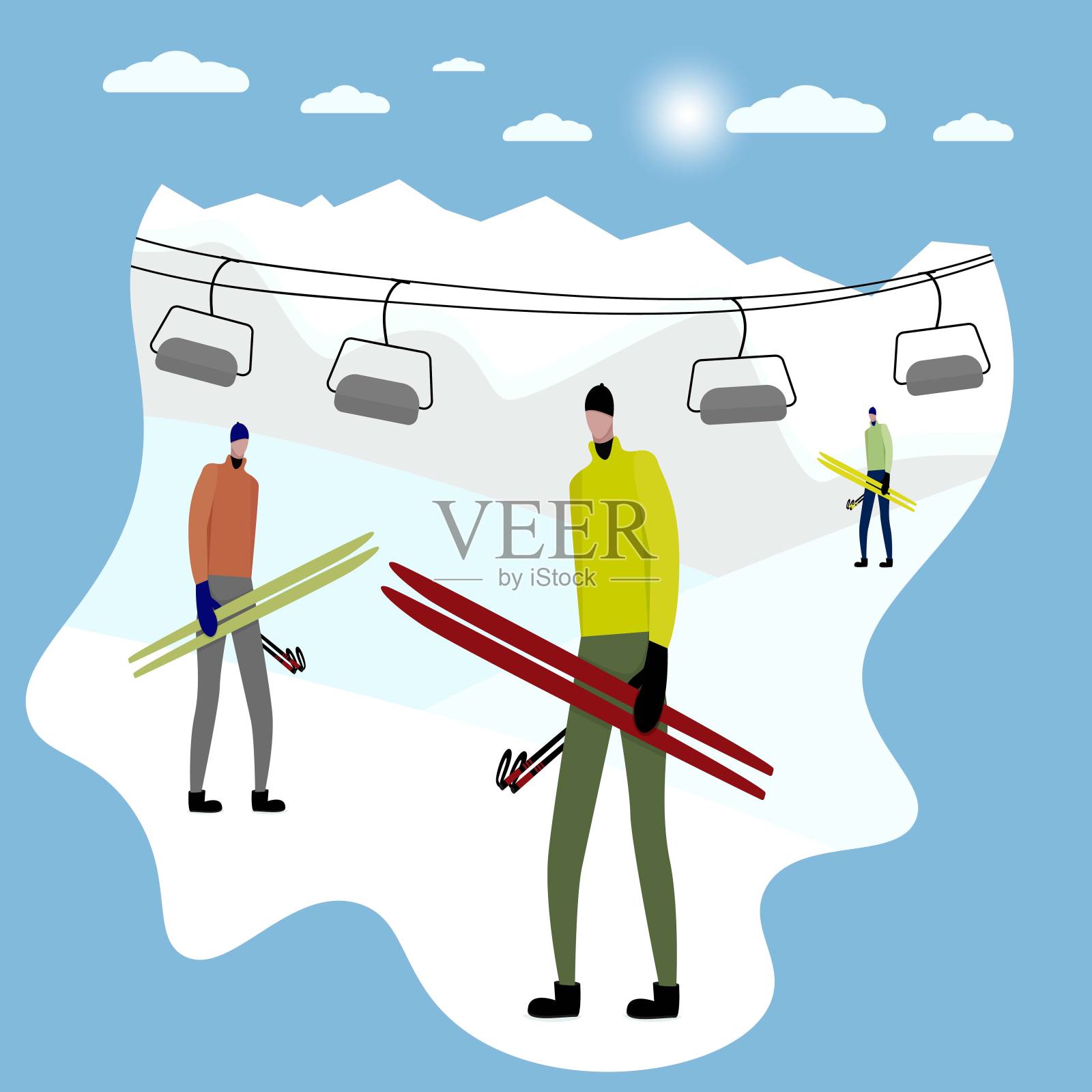 雪域上的冬季运动插画图片素材