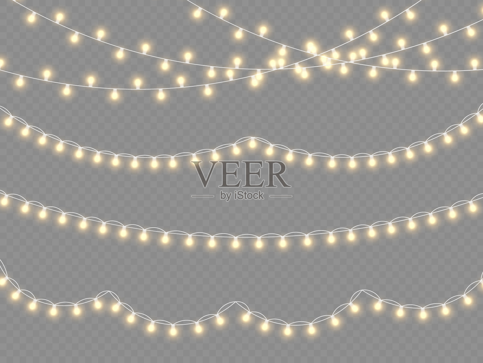 发光的灯，圣诞花环，led霓虹灯。插画图片素材