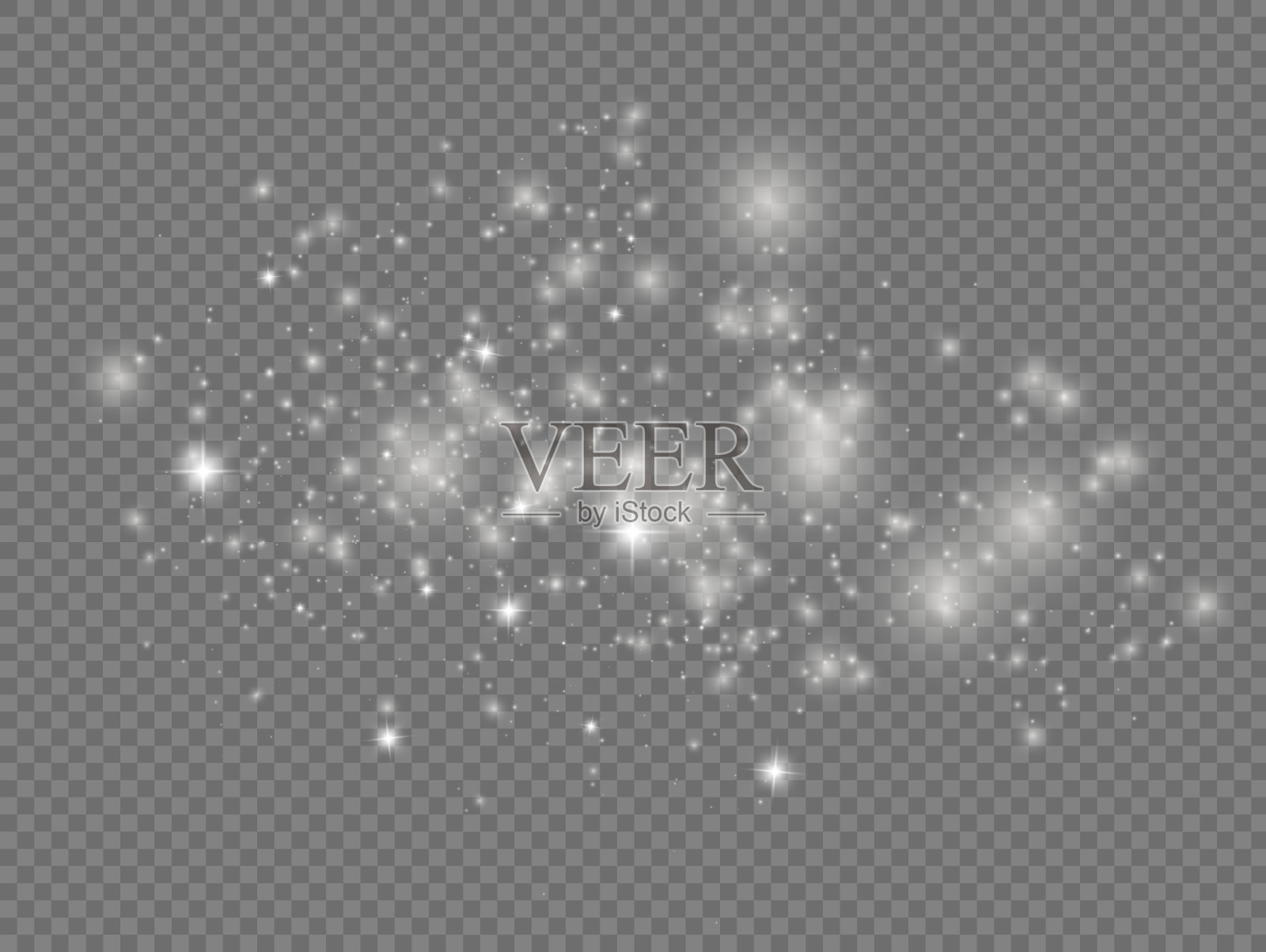 白色尘埃的火花与星、光的效果。插画图片素材
