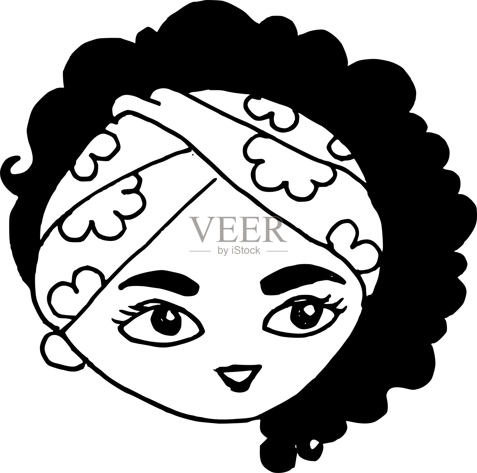 美女脸矢量卡通画女人设计元素图片