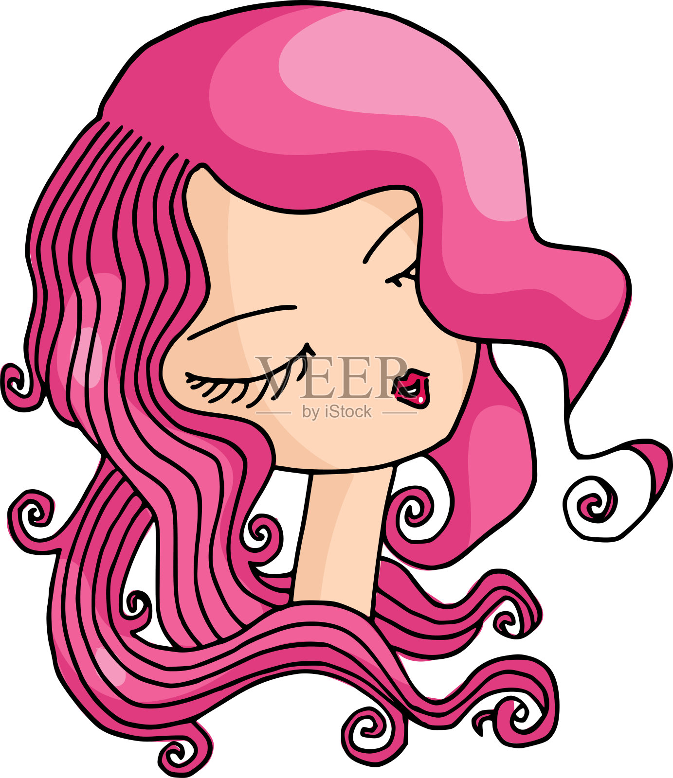 美女脸矢量卡通画女人设计元素图片