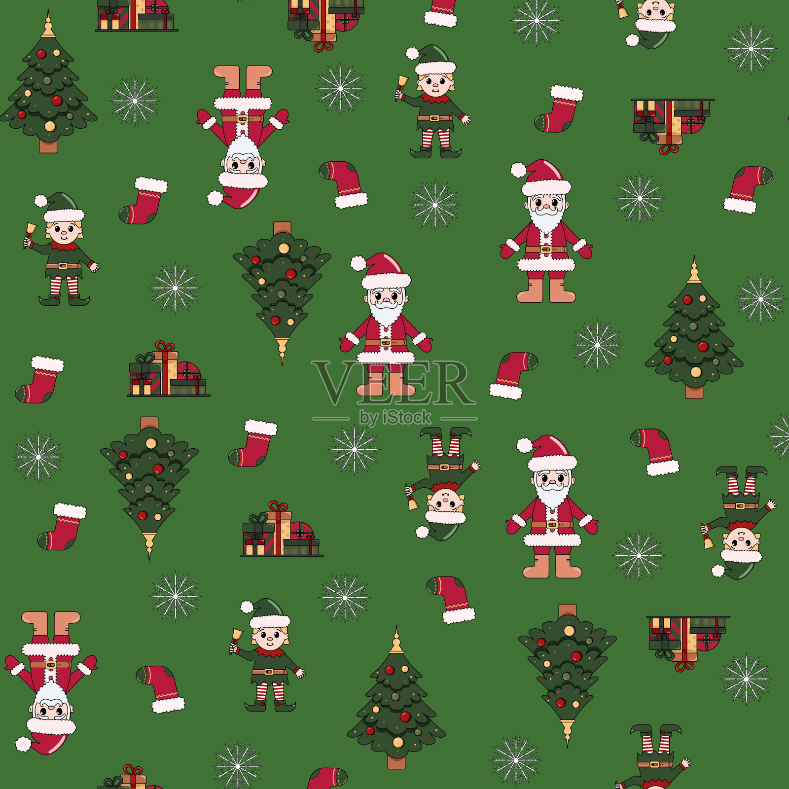 新年圣诞无缝格局。孤立的,向量的背景插画图片素材