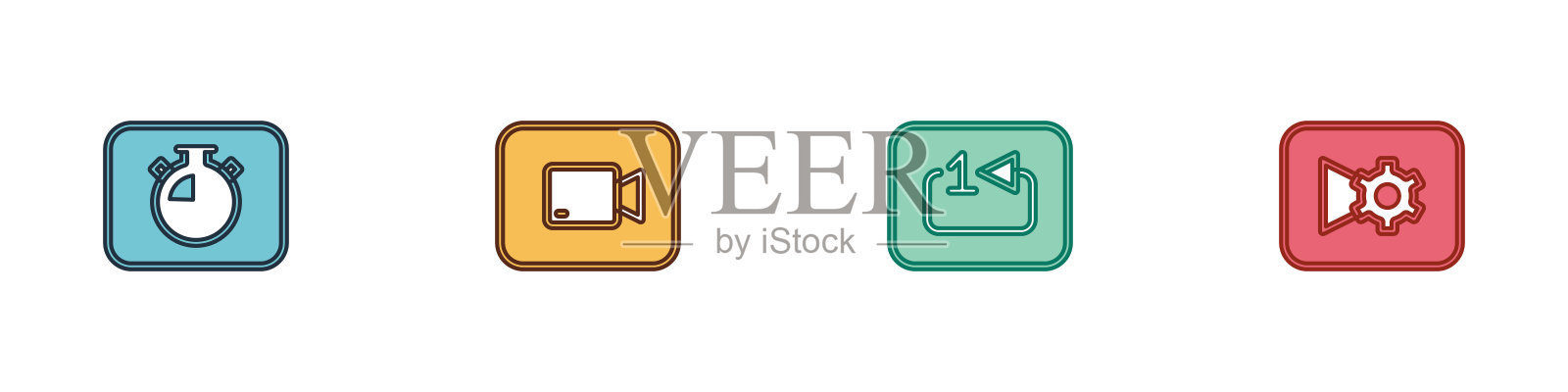 设置秒表，播放视频按钮，重复轨道音乐播放器和音乐或设置图标。向量图标素材