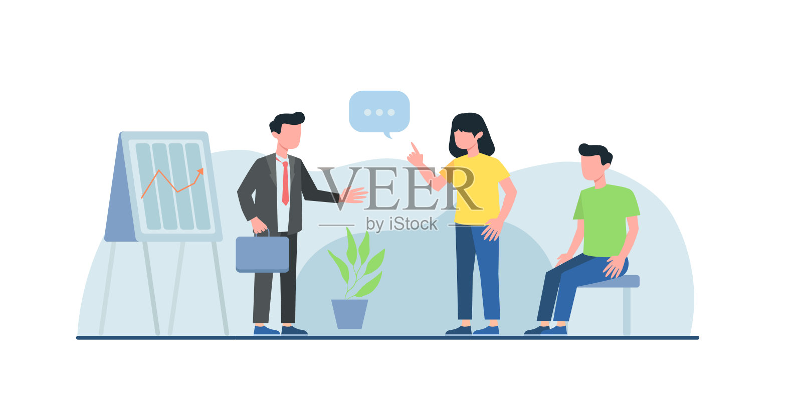 业务人员工作平面插图。可用于网上购物，数字营销，团队合作，商业策略和分析的网页设计模板。用于网站和移动网站开发的现代矢量插图概念设计模板素材