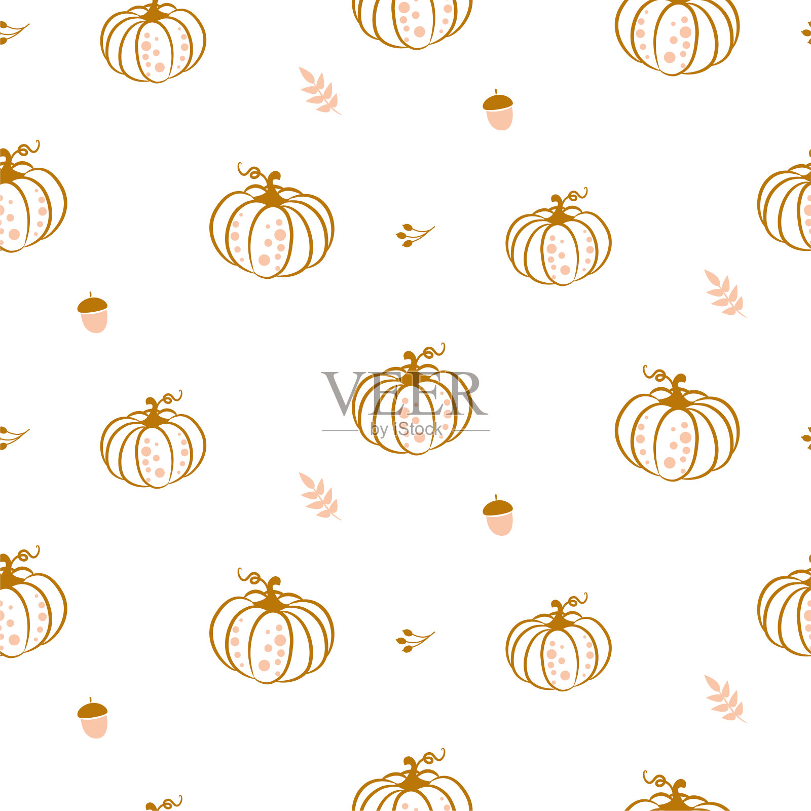 南瓜轮廓纹理秋季季节背景无缝图案插画图片素材