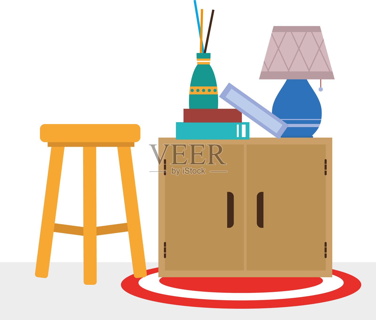 家用抽屉和椅子插画图片素材