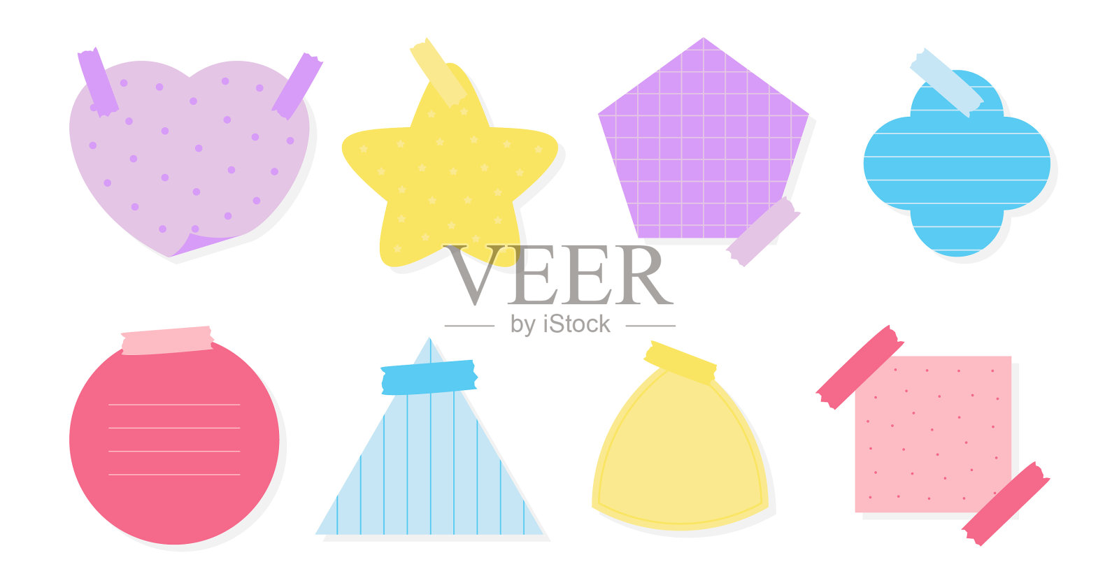 平彩色横线纸不干胶网格集插画图片素材