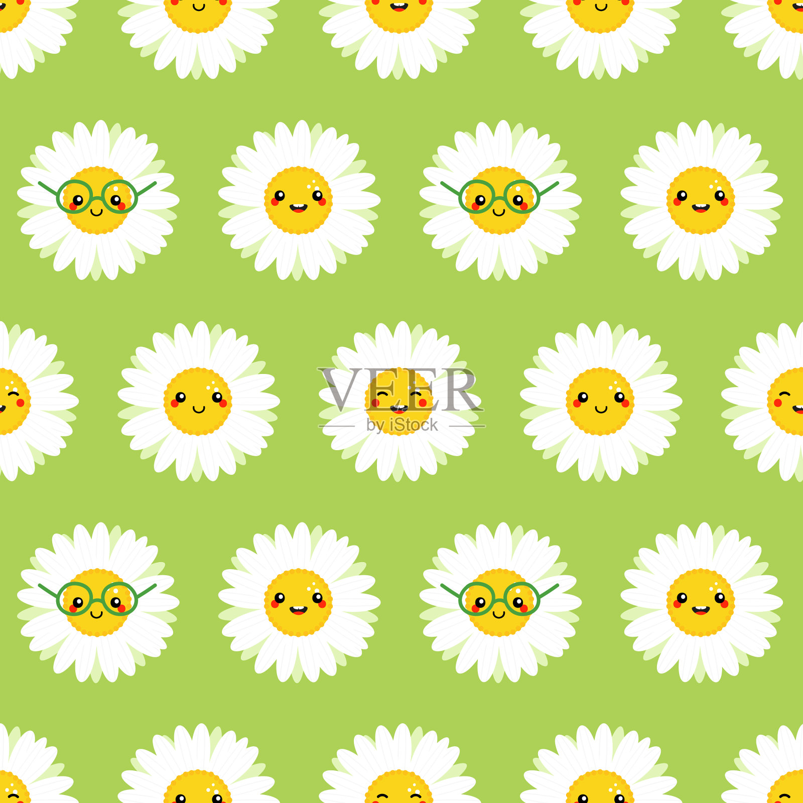 甘菊的花朵特征为绿色图案插画图片素材