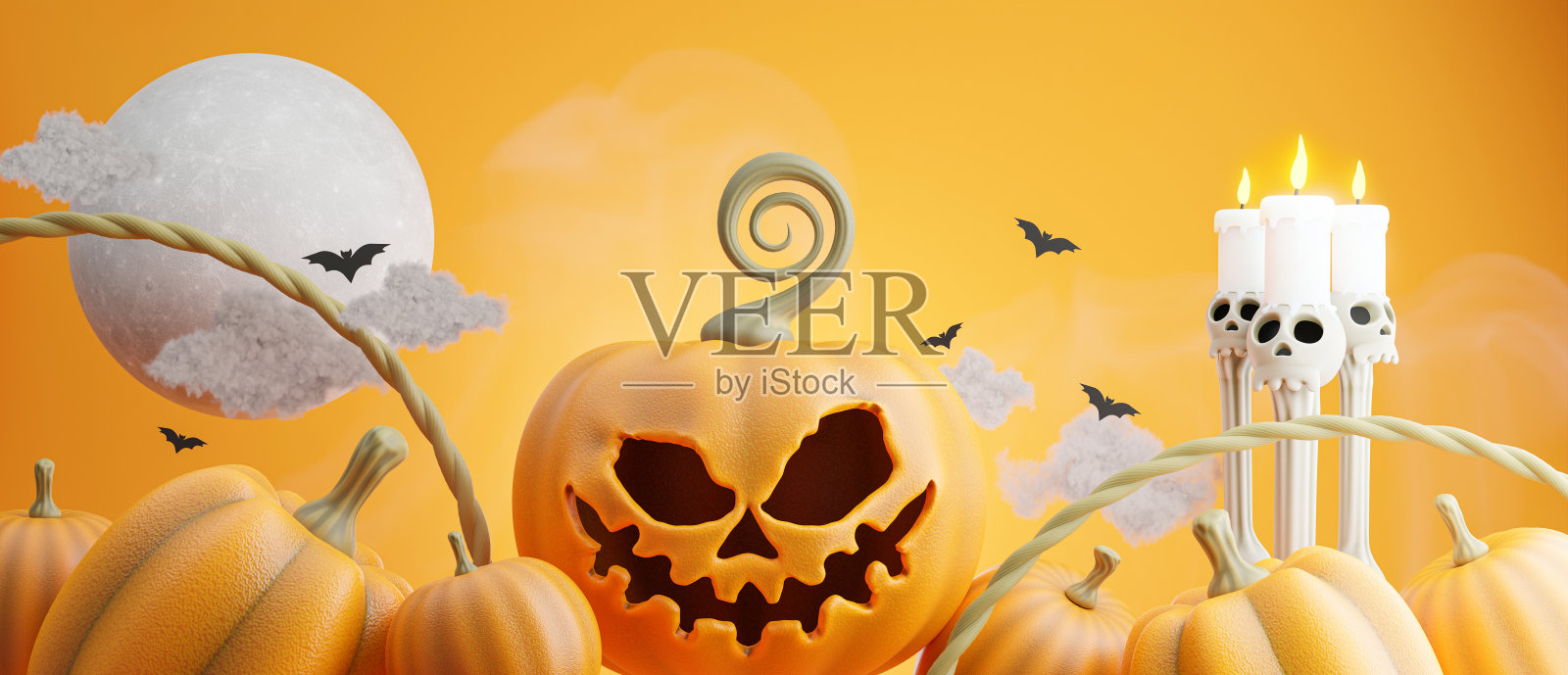 有万圣节概念的可怕南瓜。照片摄影图片