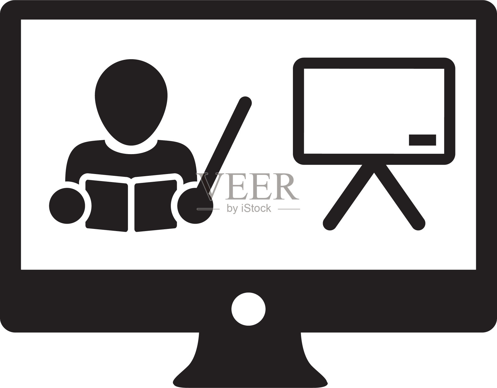 网上课堂图标教师符号与电脑插画图片素材