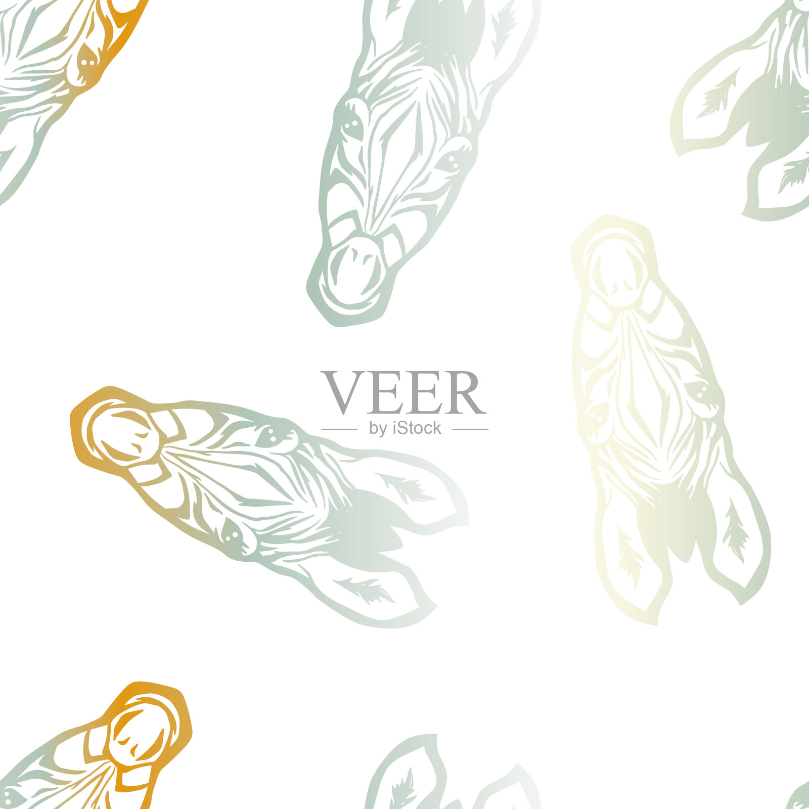 矢量复古色彩斑马设计与梯度效果无缝图案背景。完美的织物，墙纸和剪贴簿项目。插画图片素材