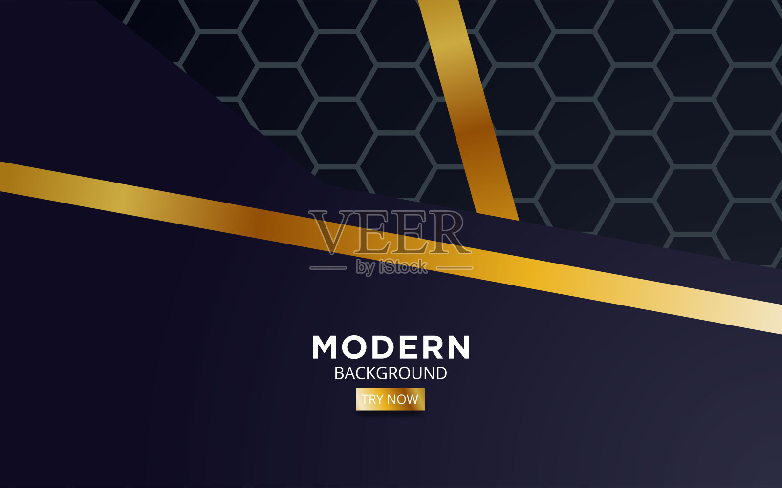 优质深蓝色重叠背景横幅设计。现实的重叠层在黑色纹理背景与黄金线。插画图片素材