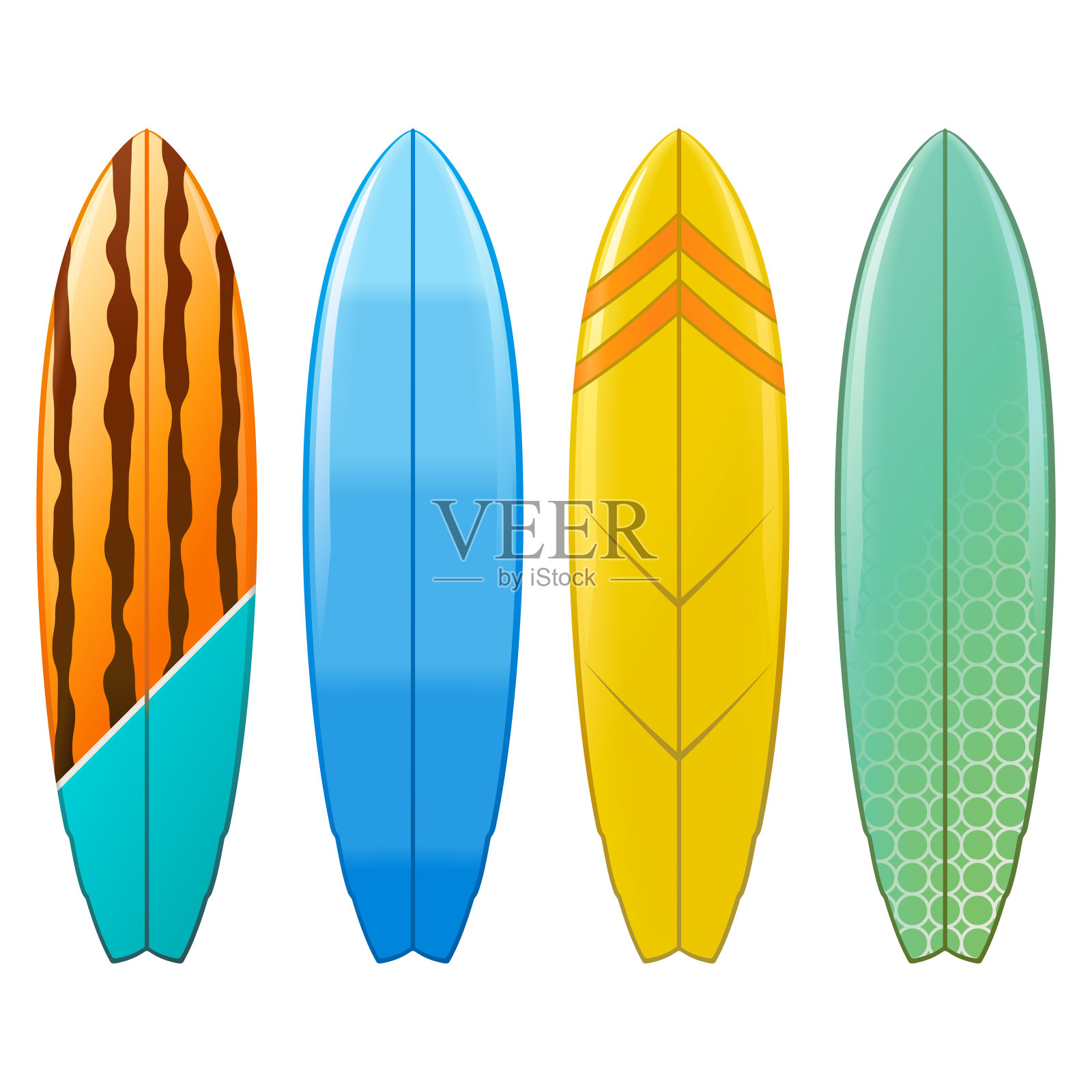 向量冲浪板图标设置3插画图片素材