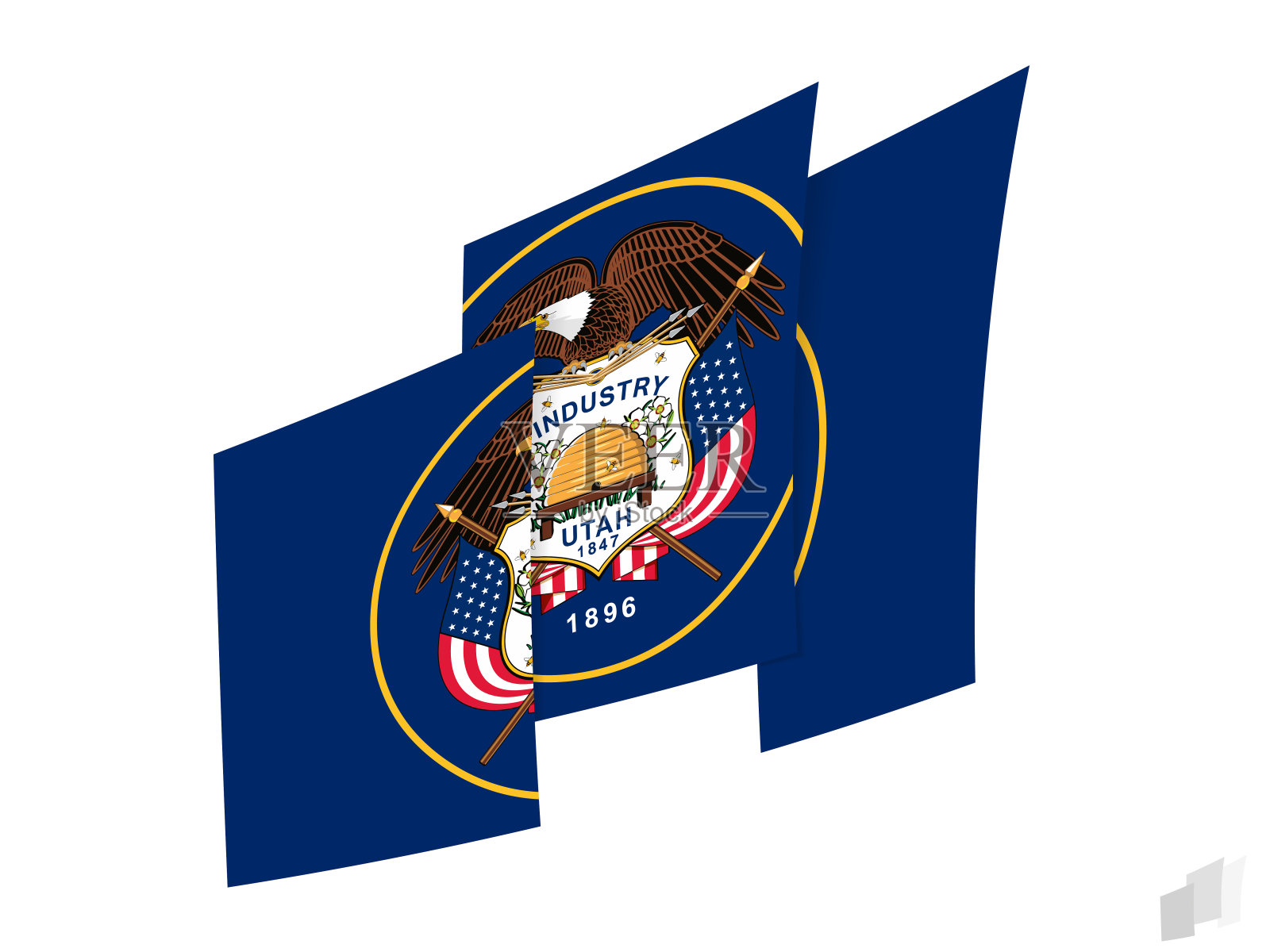 犹他州的旗帜在抽象的撕裂设计。现代设计的犹他州国旗。插画图片素材