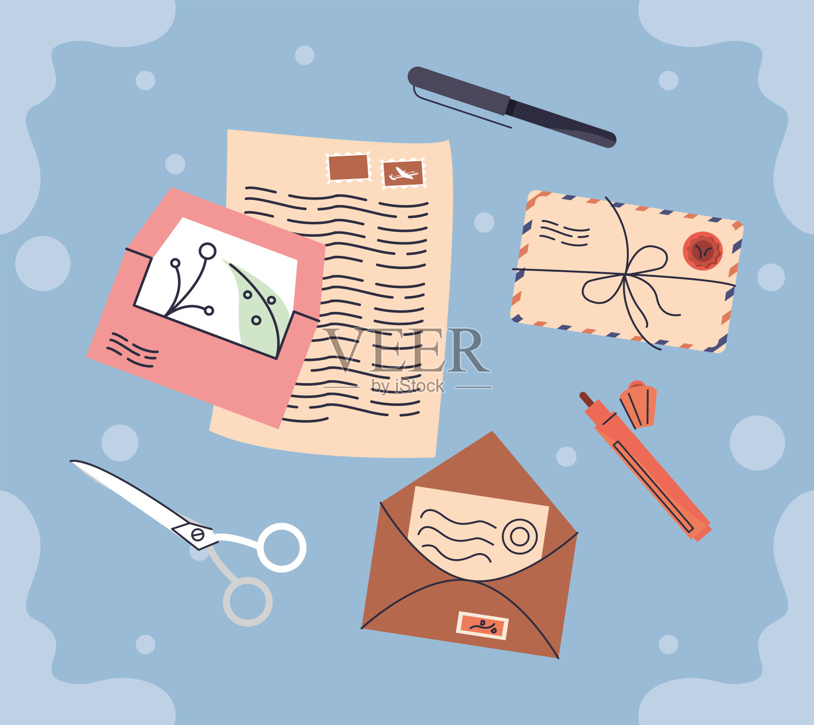 七种邮政服务图标插画图片素材