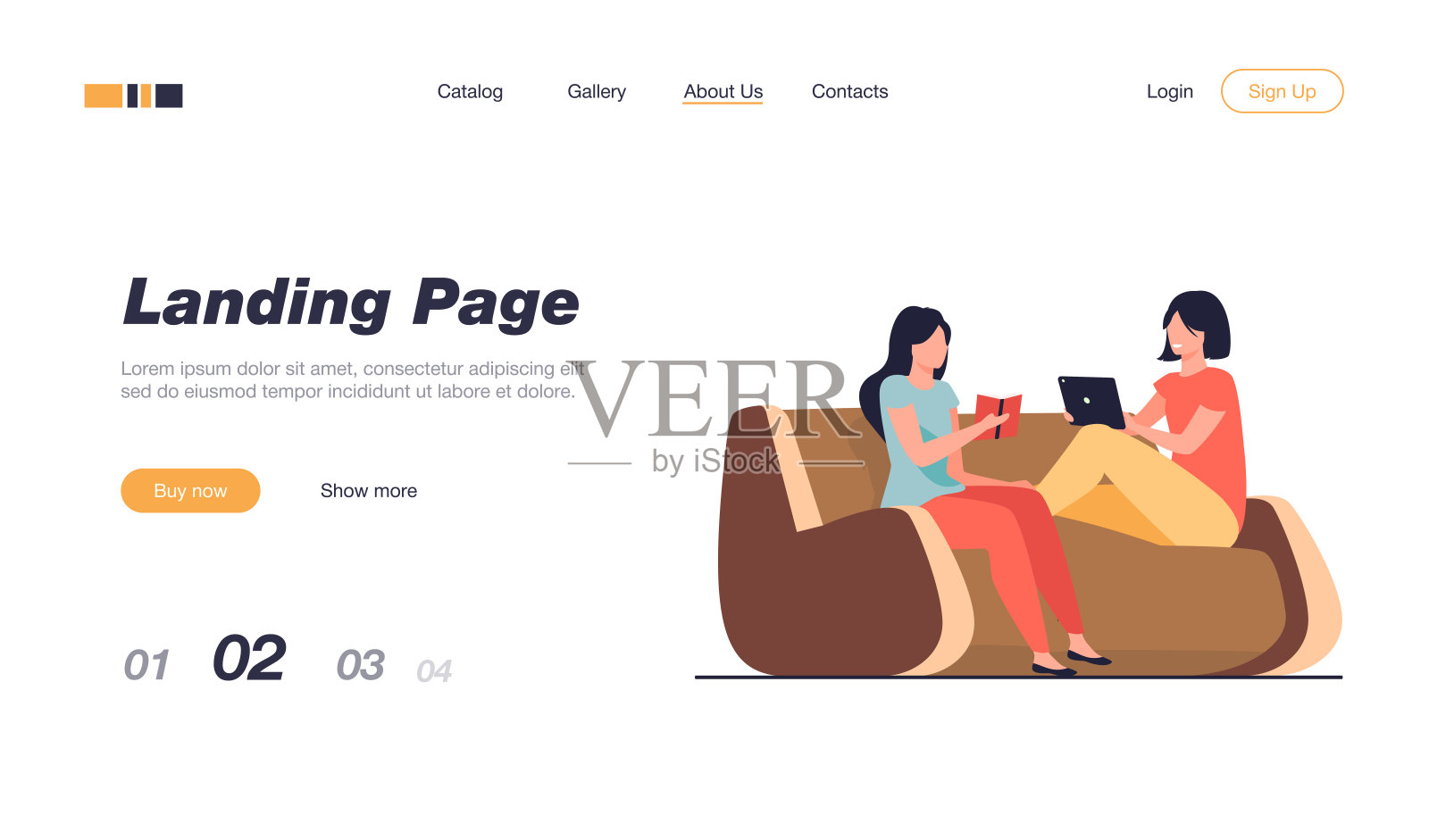 两个女人在家里放松插画图片素材