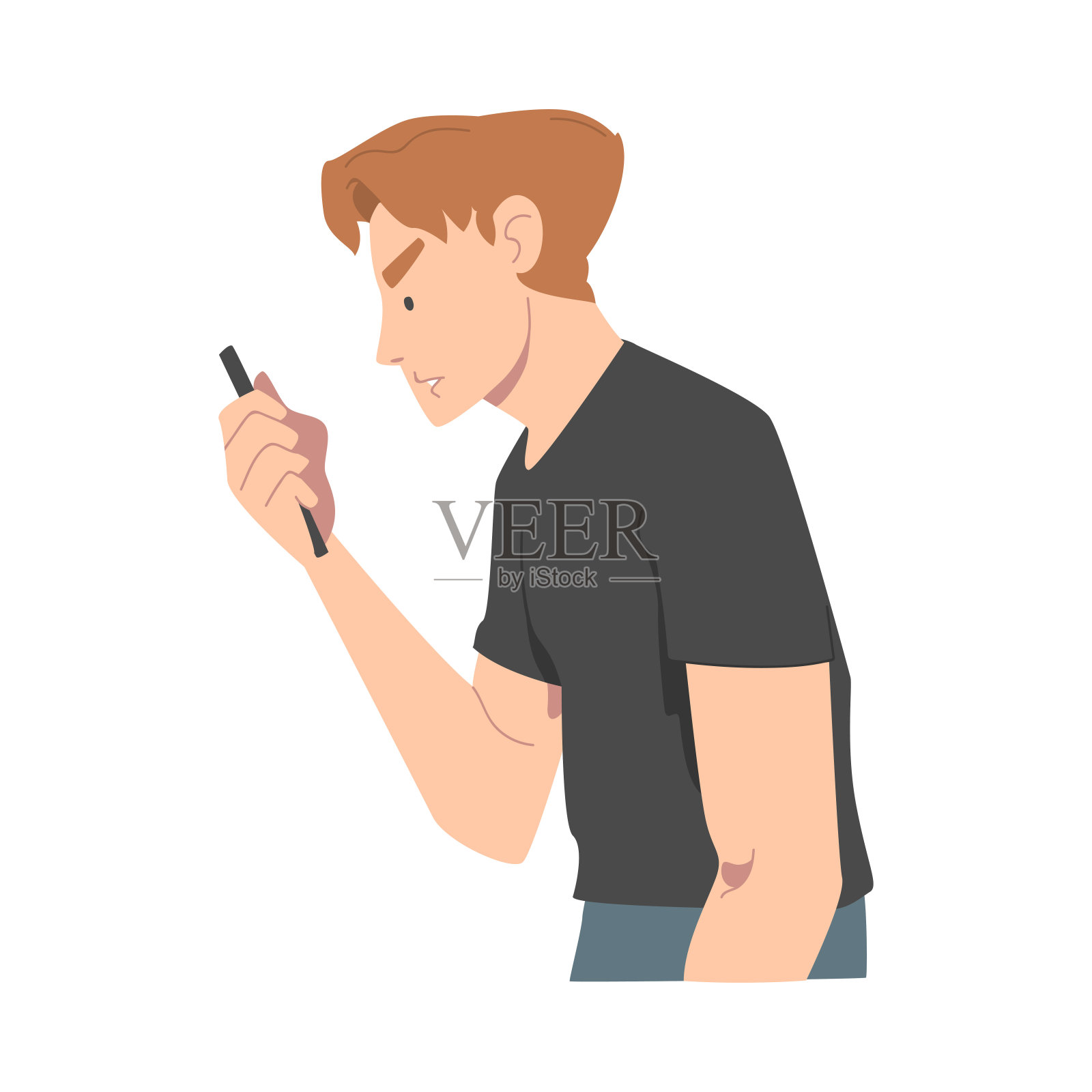 失望的坏消息人字符阅读信息的智能手机矢量插图插画图片素材