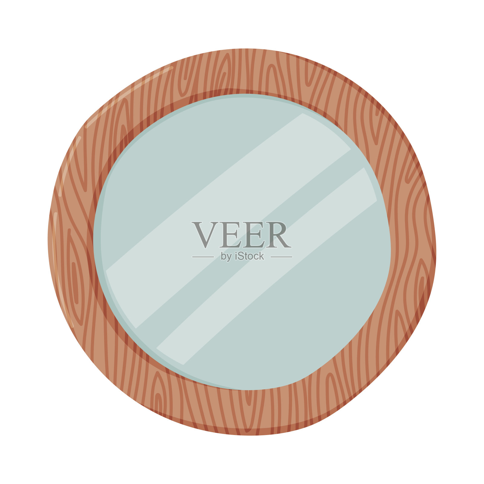 圆形镜子作为浴室或盥洗室室内项目孤立在白色背景矢量插图插画图片素材