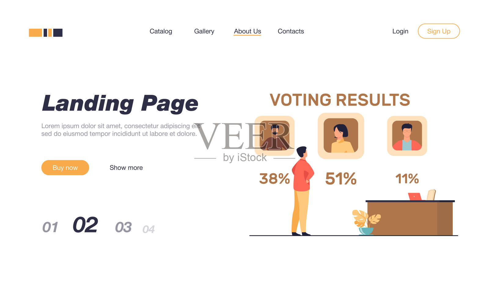 男子观看投票结果插画图片素材