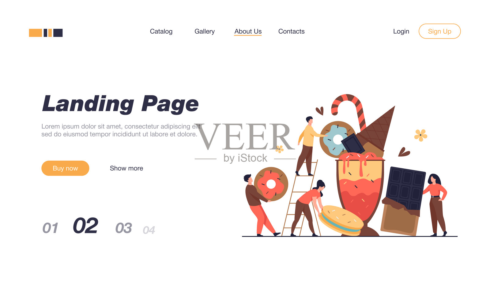 拿着巧克力棒的小人插画图片素材