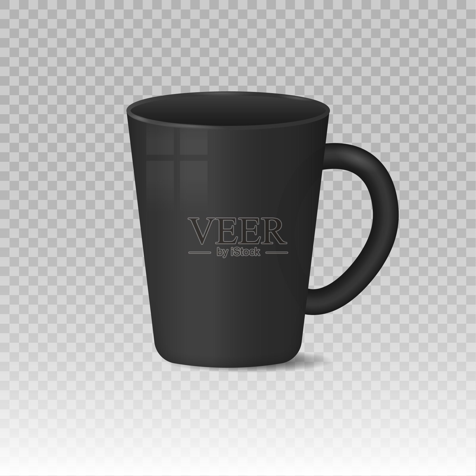 逼真的空白白色，黑色咖啡杯杯。插画图片素材