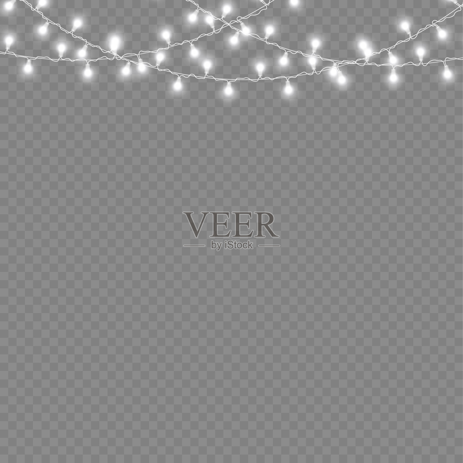 LED霓虹灯白色圣诞花环装饰插画图片素材