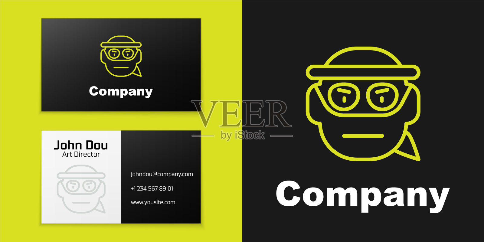 标识线强盗图标孤立在黑色背景上。Logo设计模板元素。向量设计模板素材