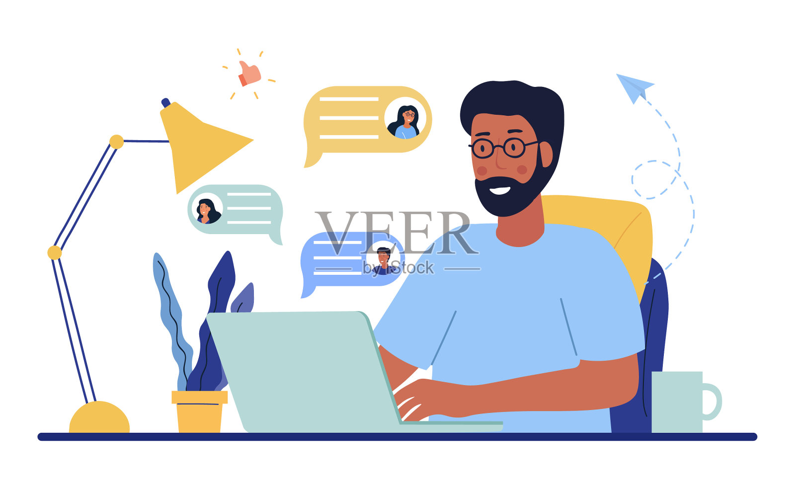 聊天概念中的交流设计元素图片