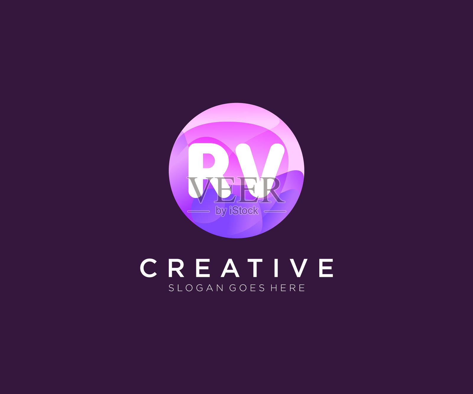 Rv最初的标志与彩色圆形模板插画图片素材