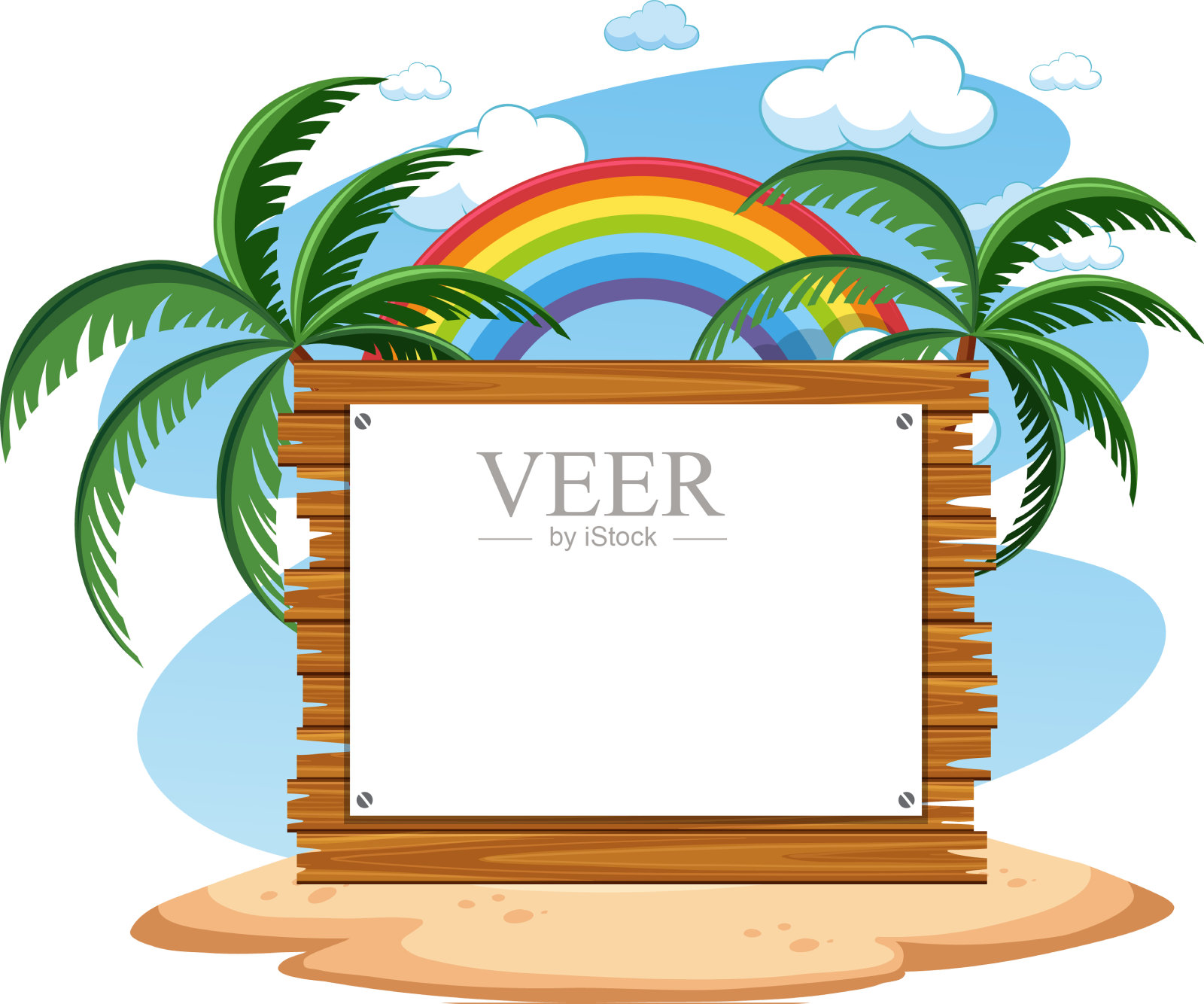 带有夏季海滩元素的空横幅模板设计元素图片