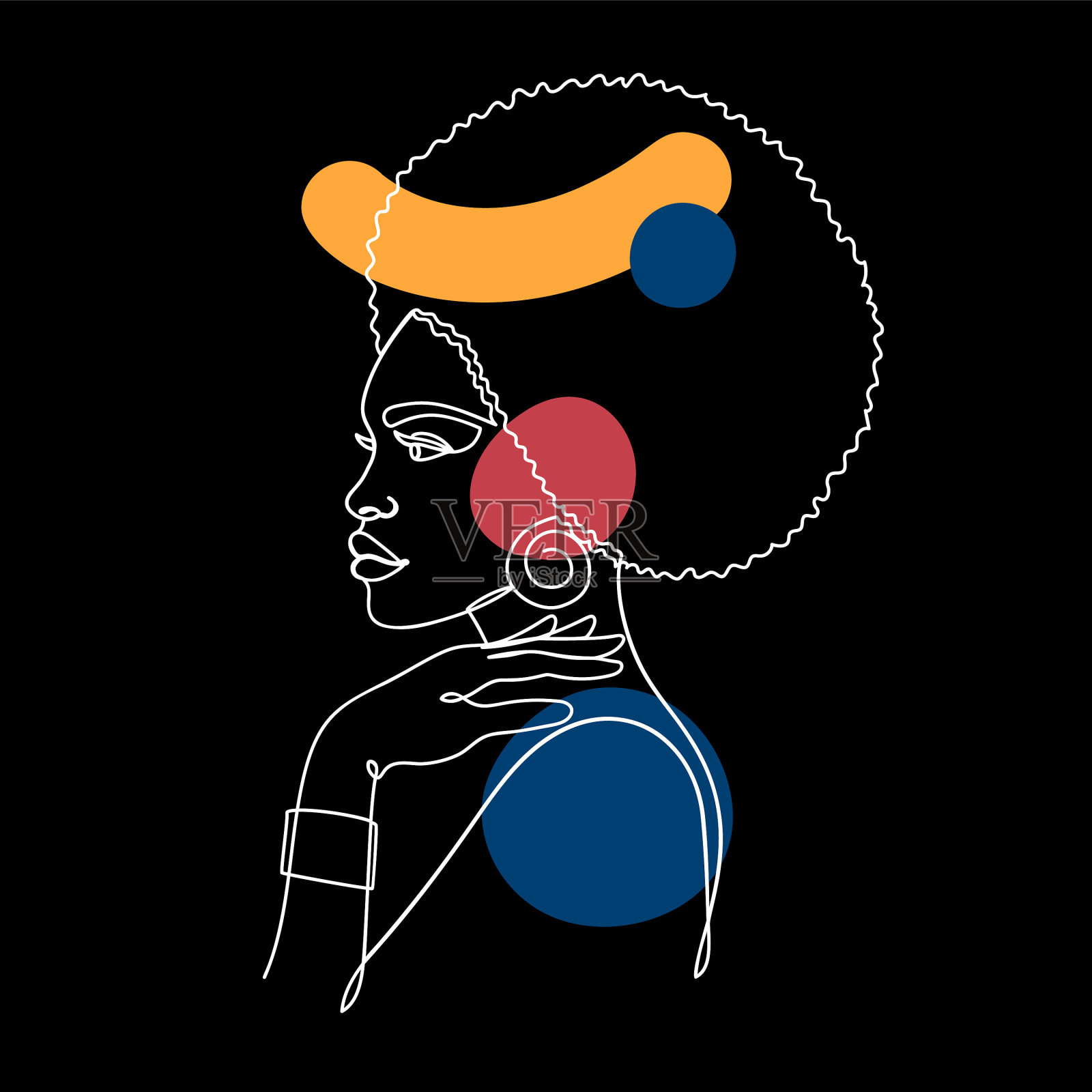 白人上的抽象形象的美国黑人妇女插画图片素材