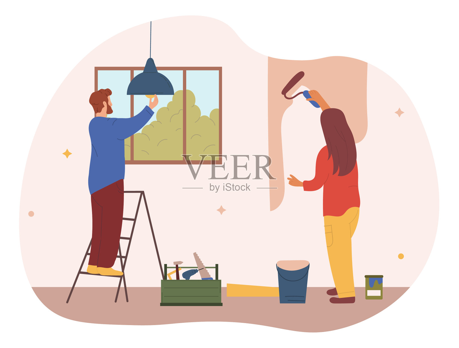 室内维修概念插画图片素材