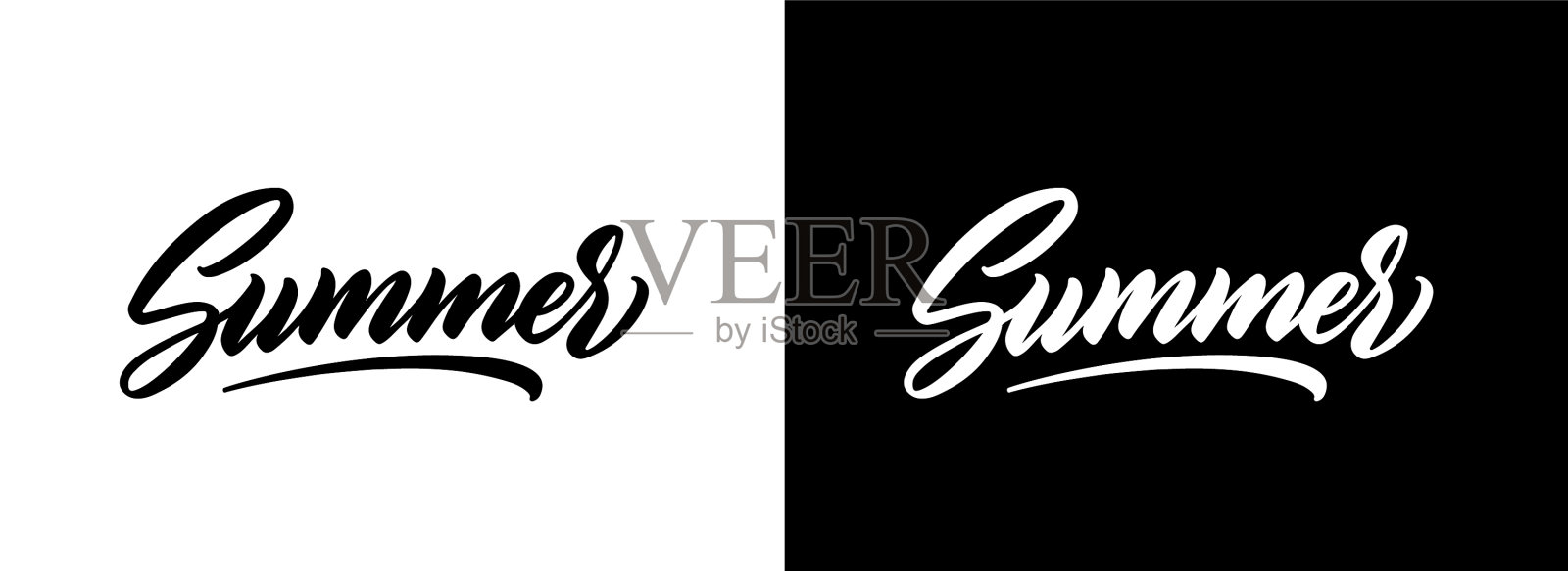 夏天手刻字设计元素图片