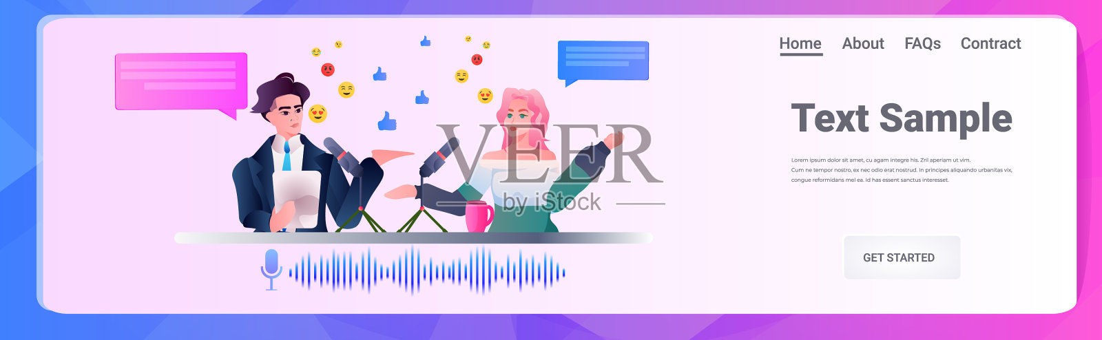 商务人士录制播客聊天泡沫插画图片素材