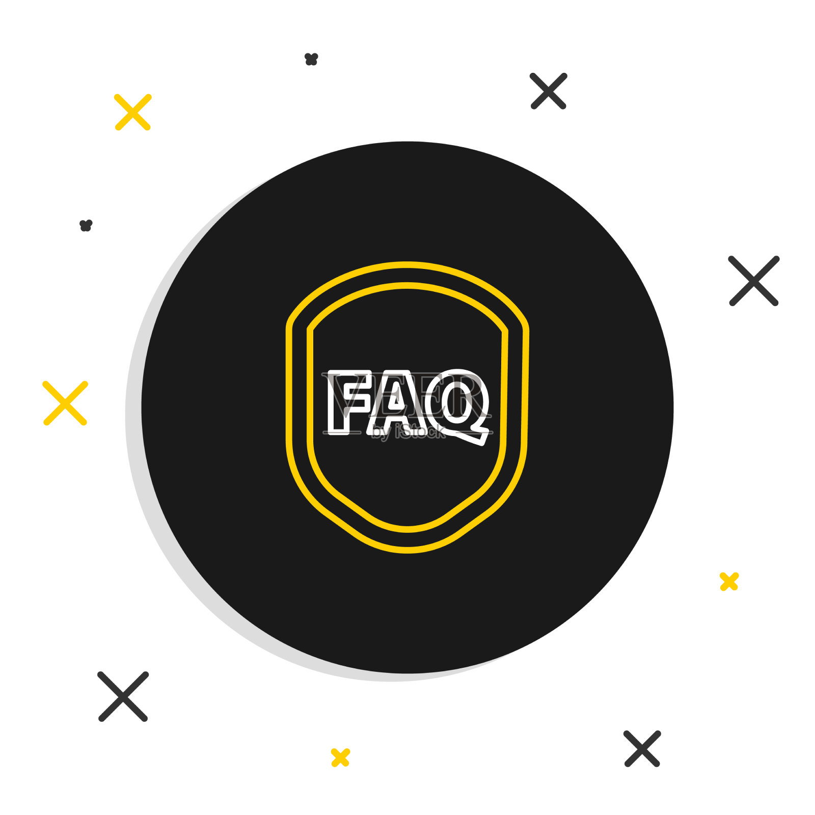 线盾与文本FAQ信息图标插画图片素材