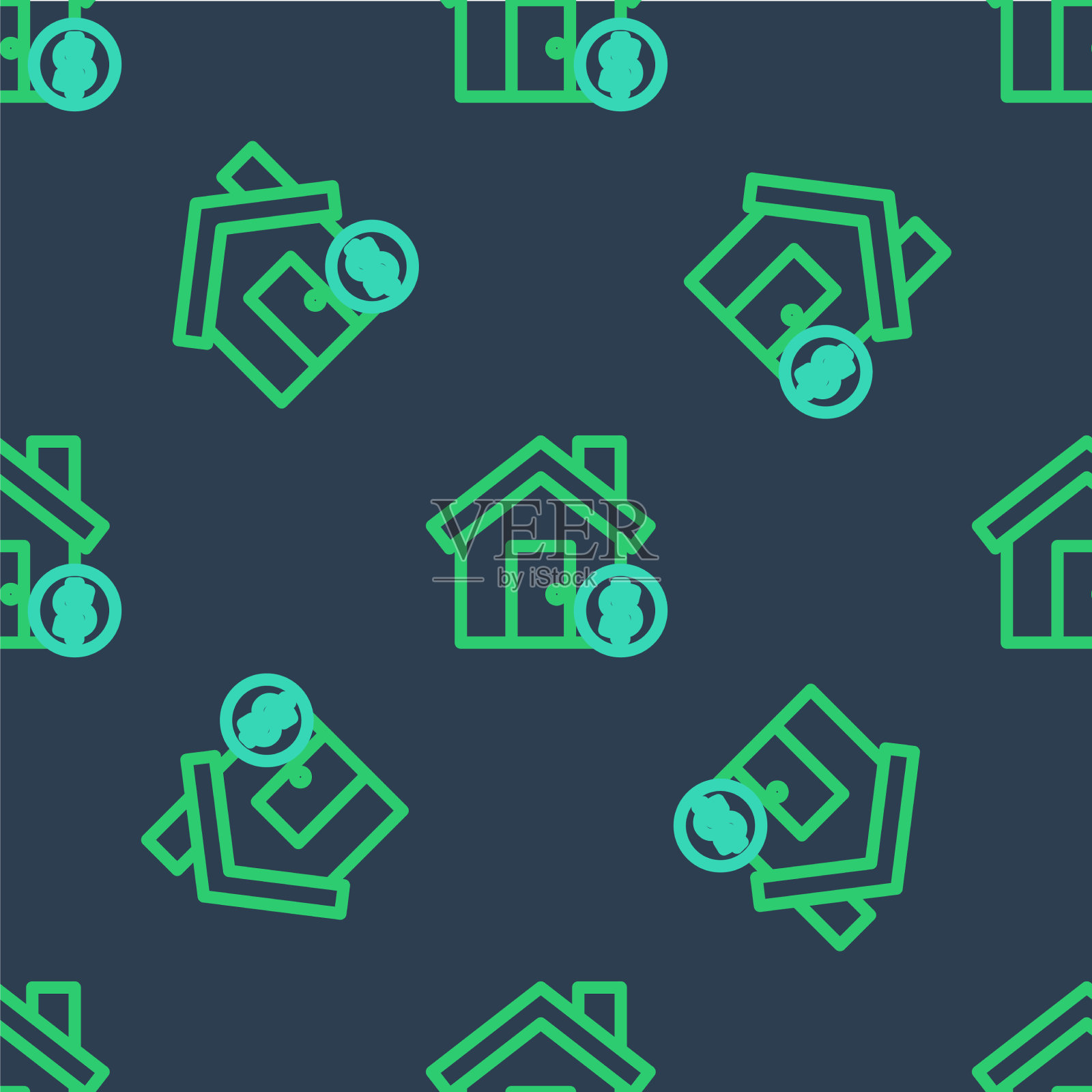 线屋以美元符号图标孤立插画图片素材