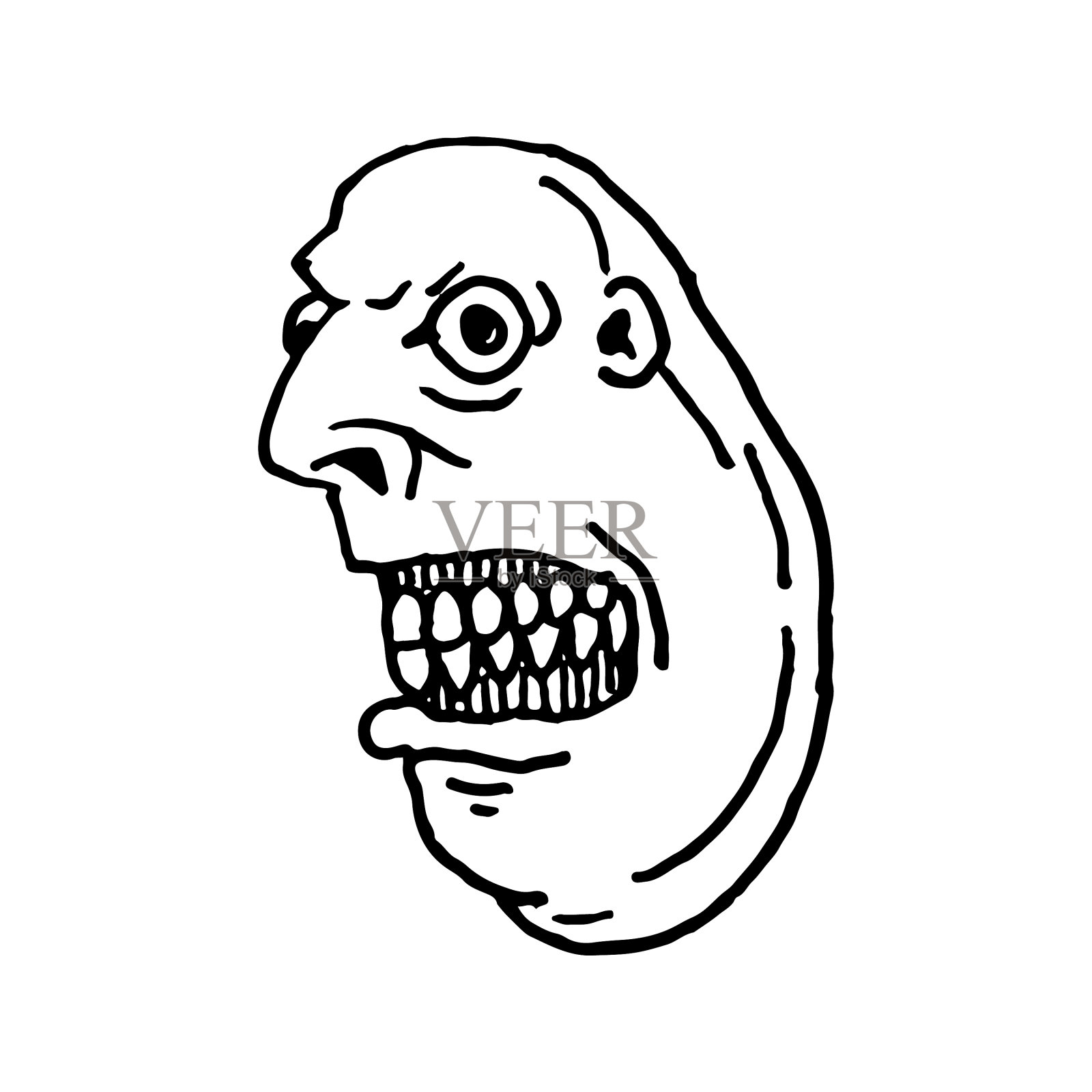 愤怒的秃头男人像露出牙齿的罪犯设计元素图片