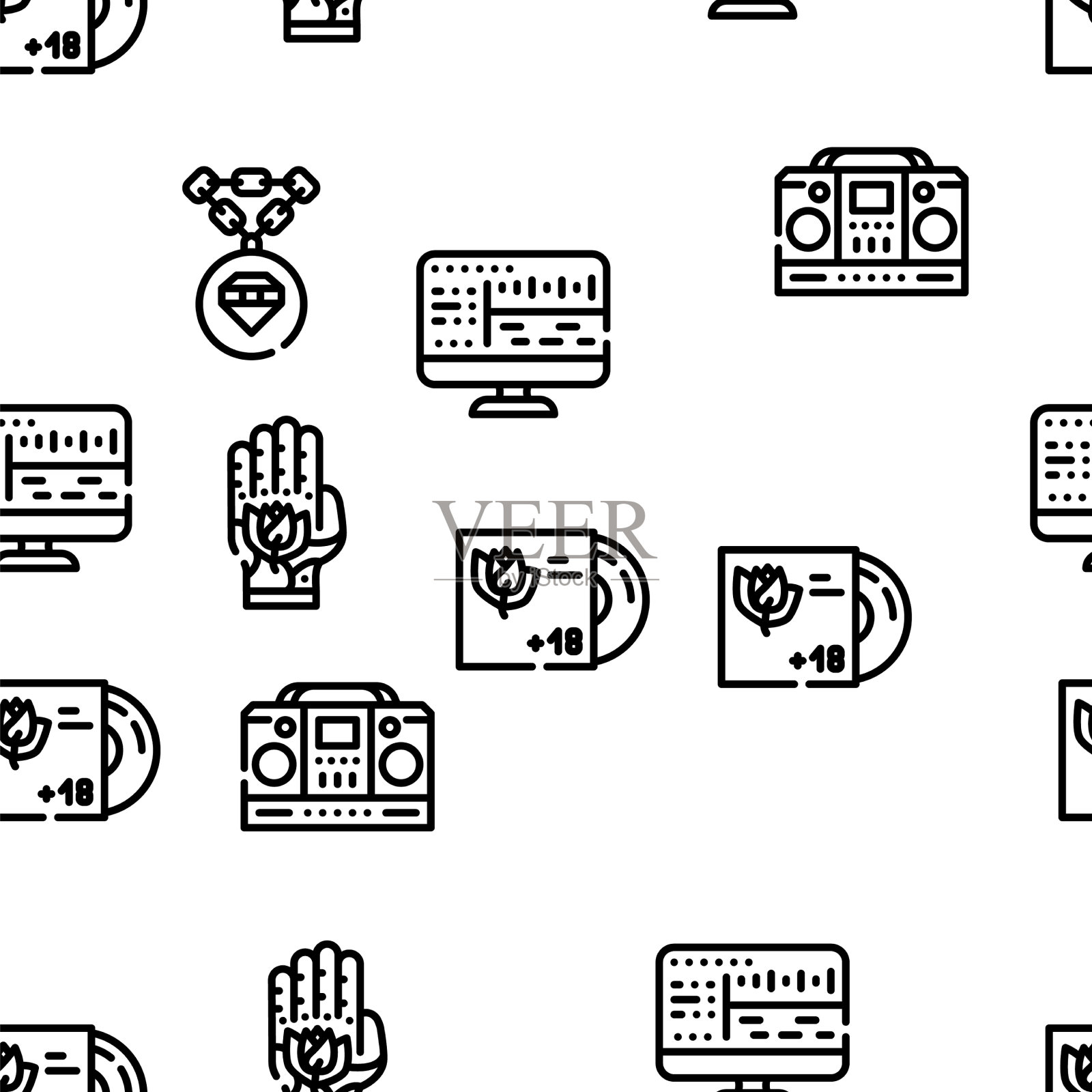 嘻哈和说唱音乐无缝衔接插画图片素材