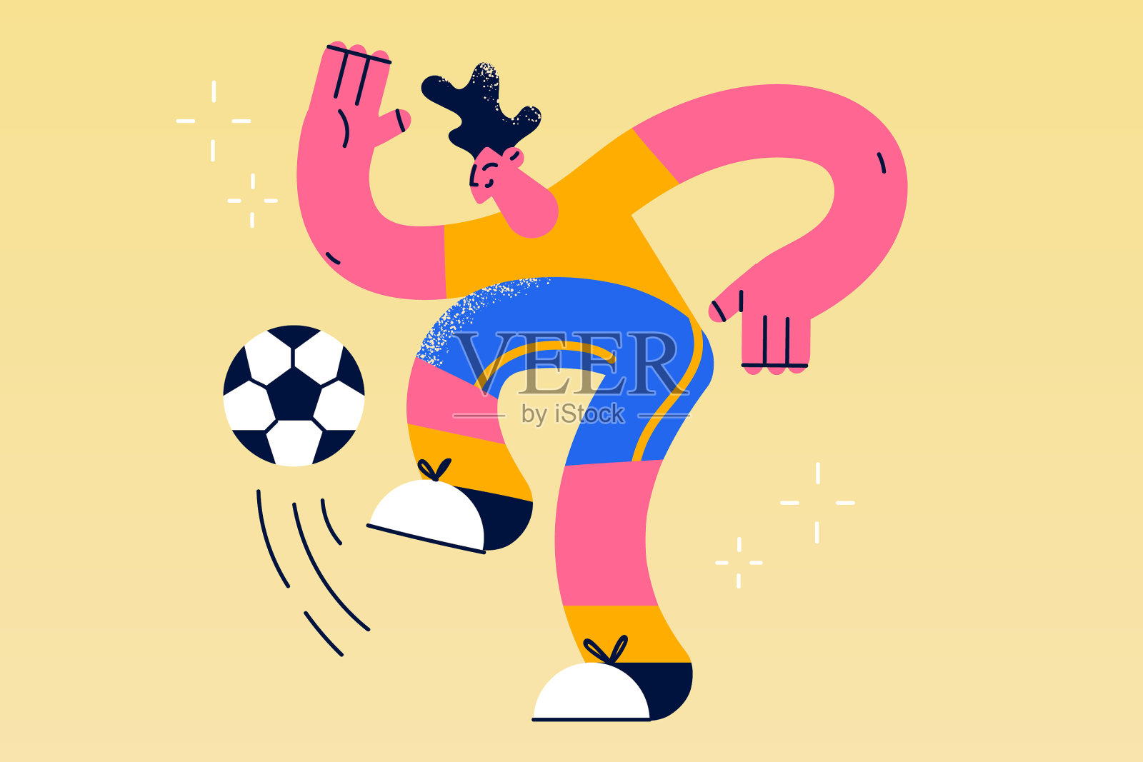 职业足球运动员和足球概念插画图片素材