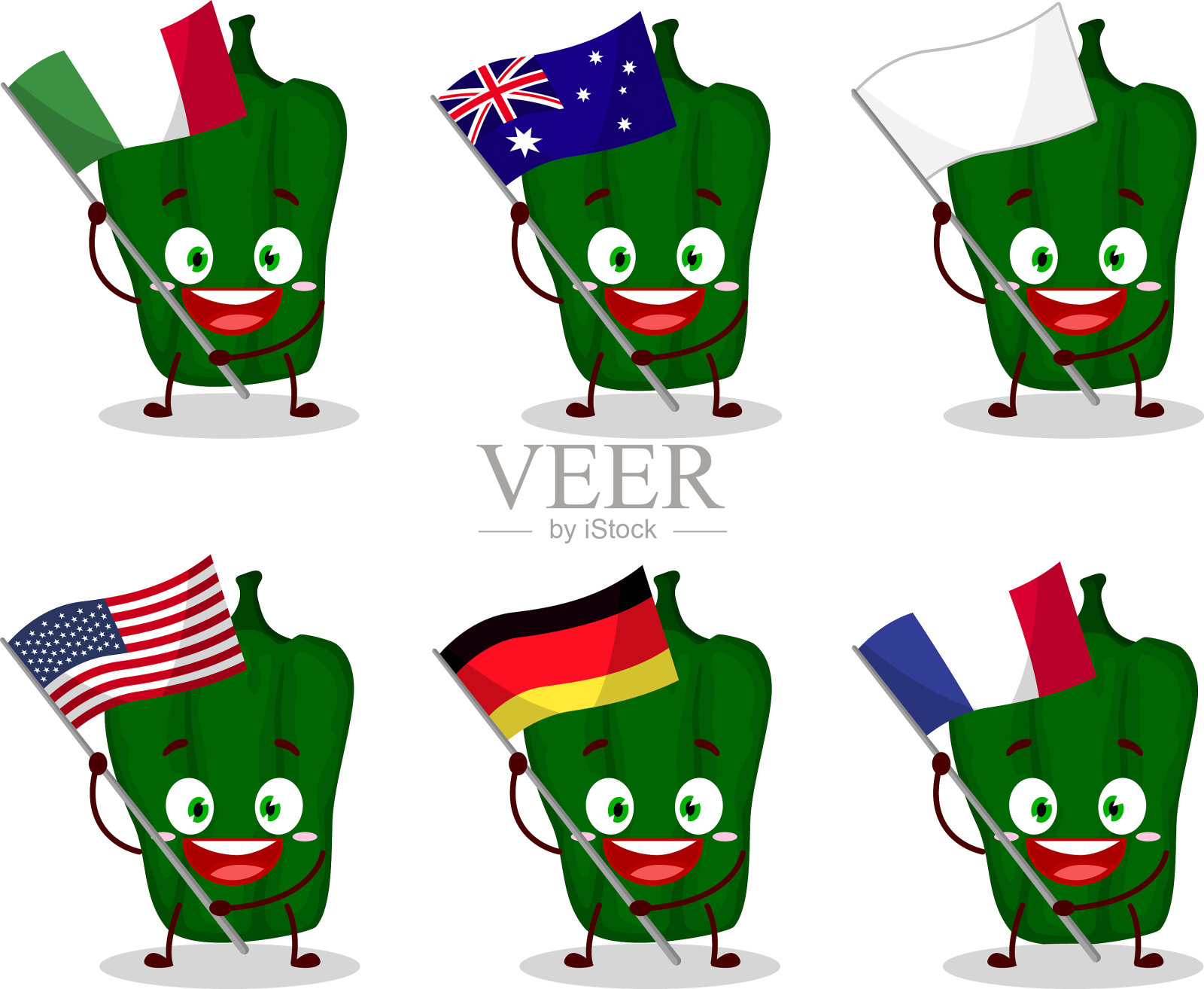 新波布拉诺带来了不同国家的国旗插画图片素材