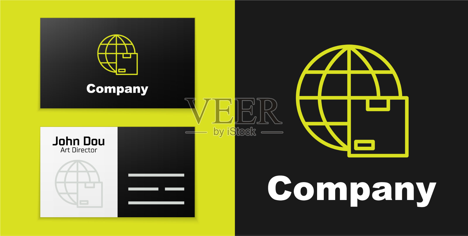 标识行全球运输和纸箱图标素材