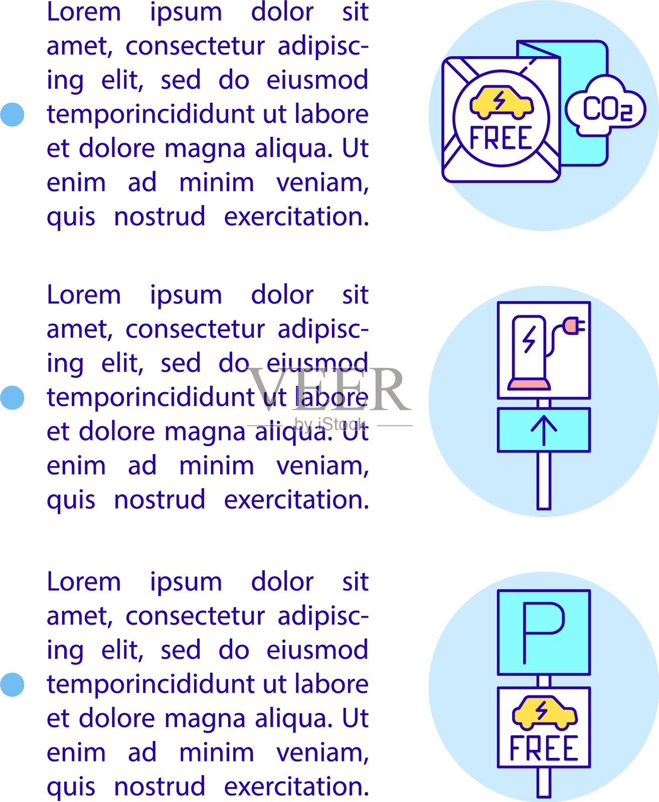电动汽车受益概念线图标设计模板素材
