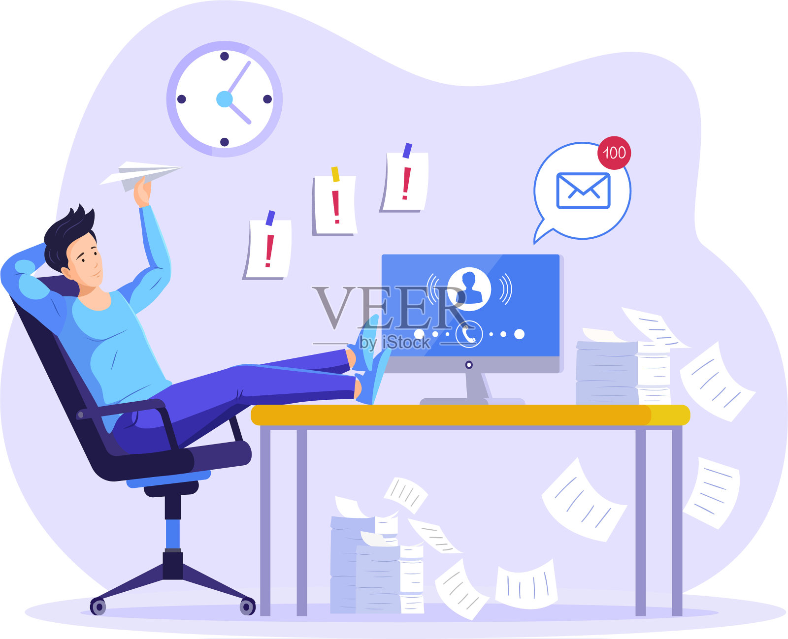 放松的男子坐在他的腿在桌子上设计元素图片