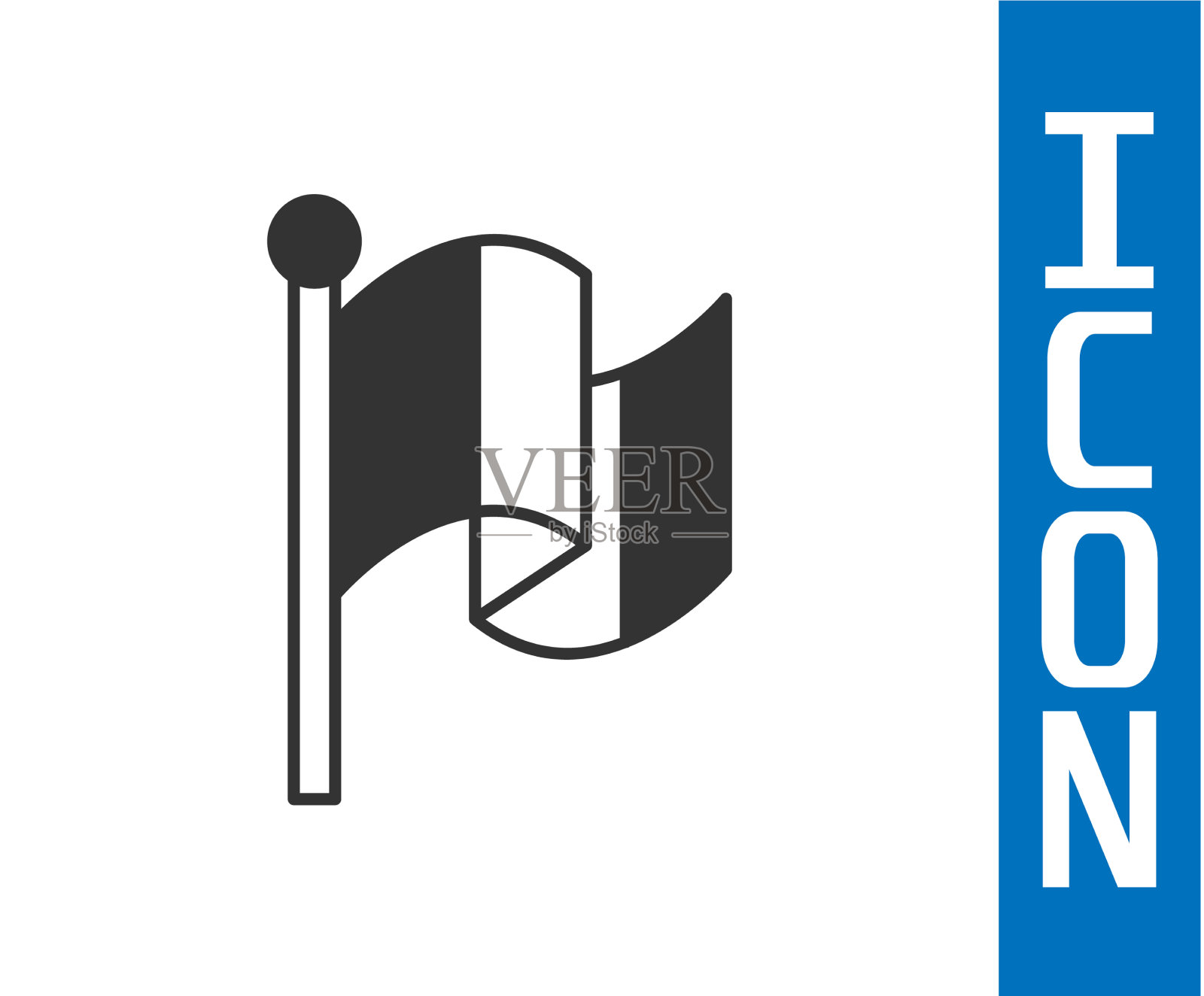 灰色旗帜法国图标孤立在白色背景插画图片素材