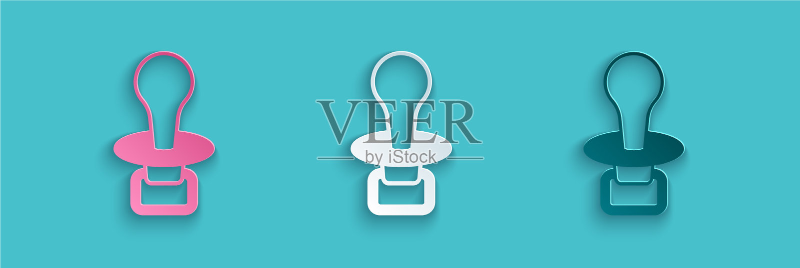 剪纸婴儿奶嘴图标隔离插画图片素材