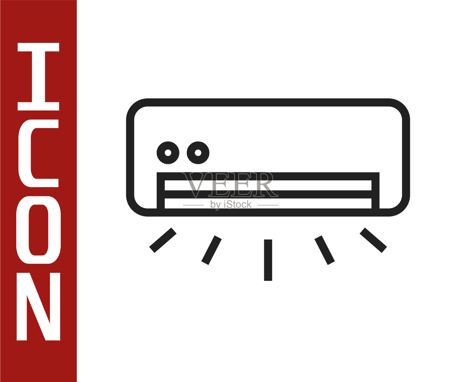 黑色线空调图标隔离在白色插画图片素材