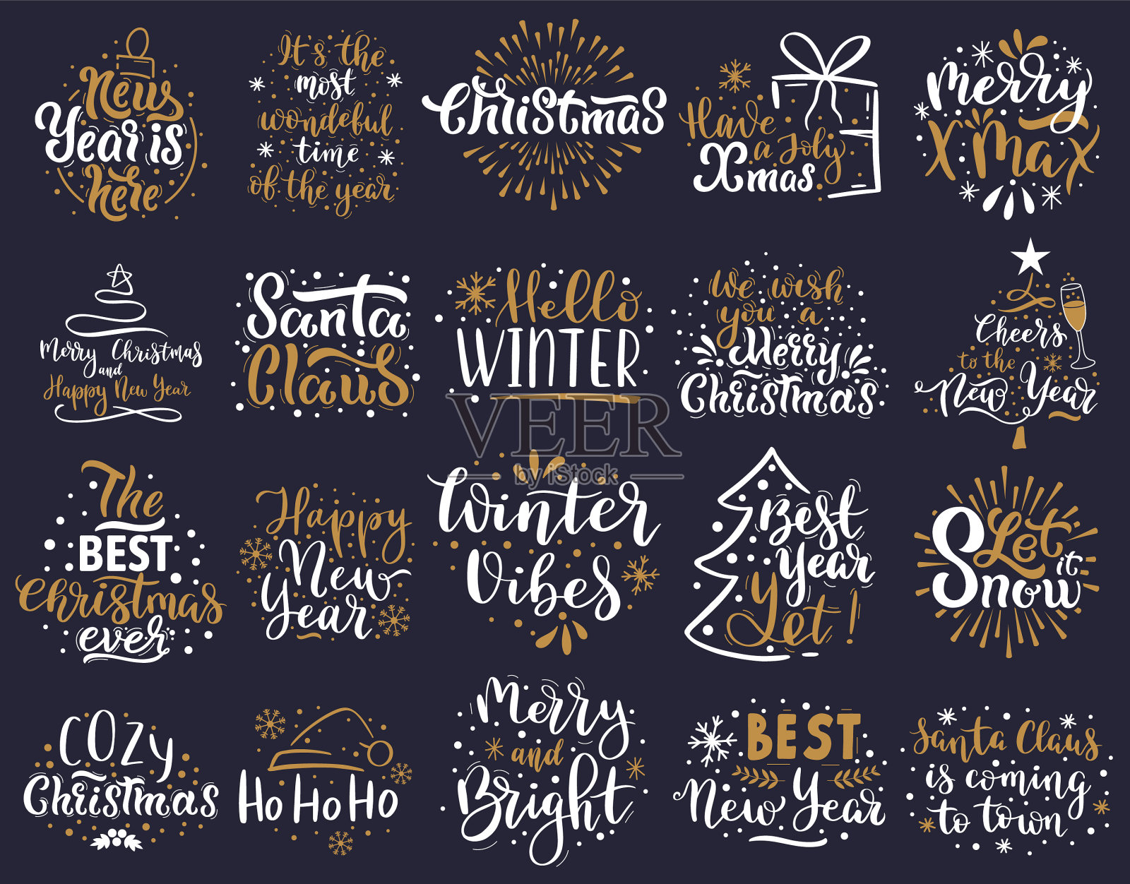 圣诞字母happy New Year and merry插画图片素材