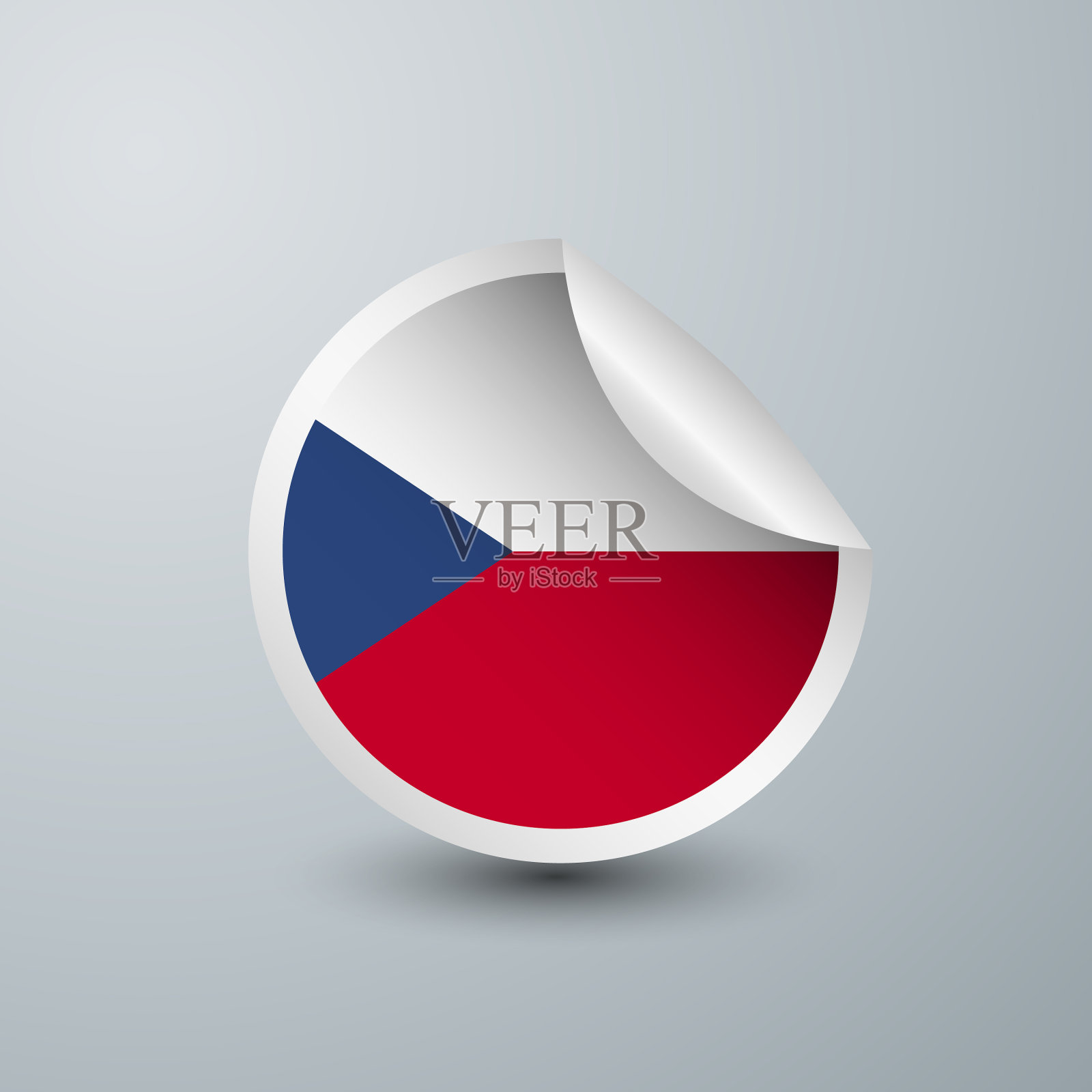 捷克国旗贴纸设计插画图片素材